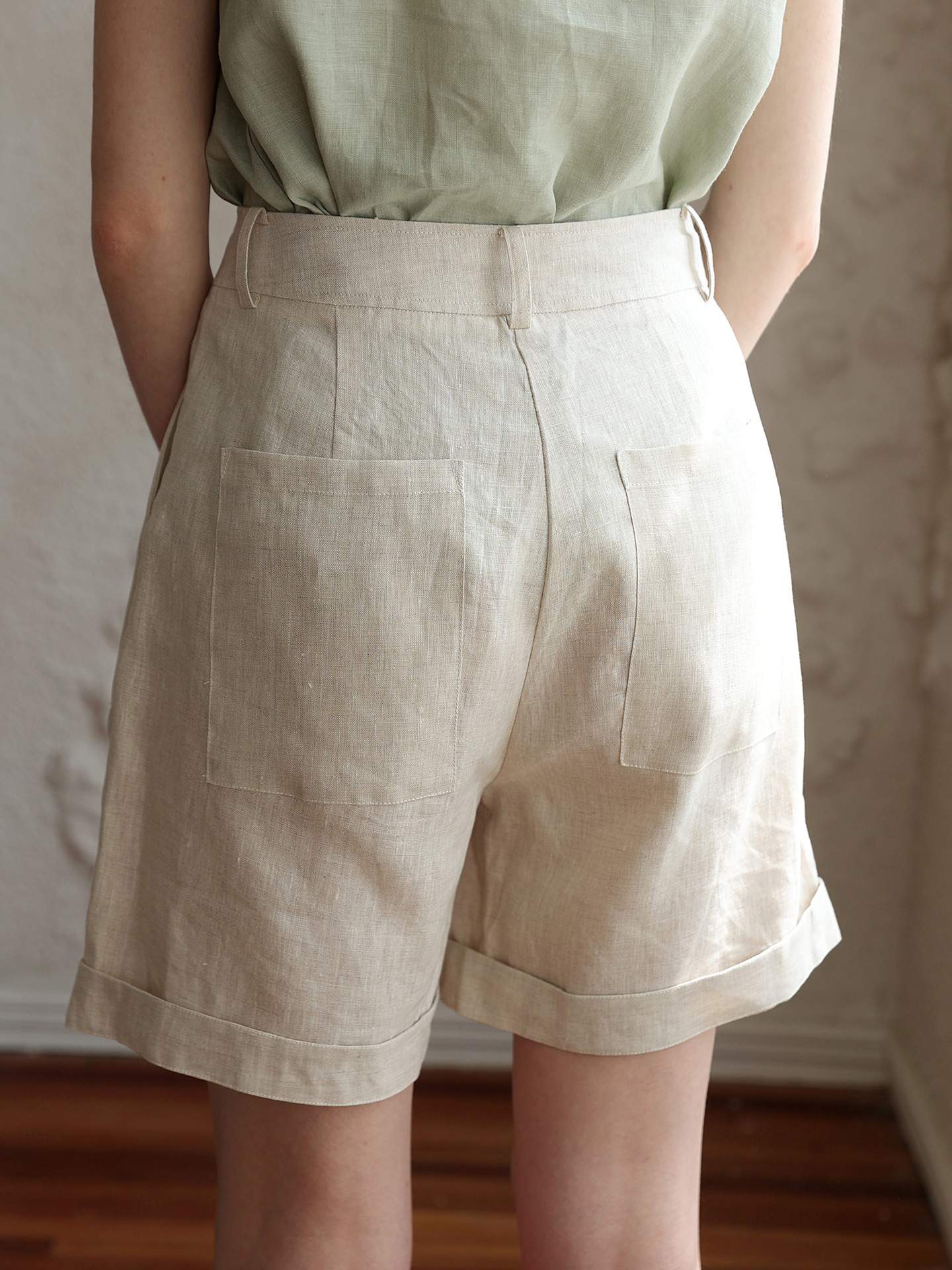 100% Linen Straight Leg Pants for Women – Elastic Waist Loose Fit Casual Trousers (Copy) - Image 4