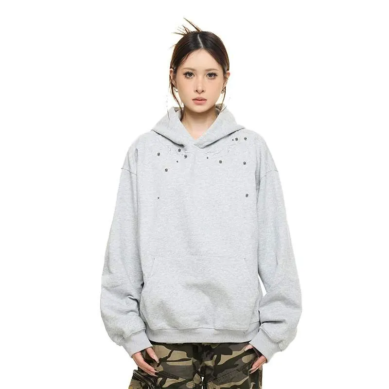 Beaded Embroidered Hooded Sweatshirt for Women – Loose Fit Casual Pullover Hoodie - product detail image 4 by TRANSION