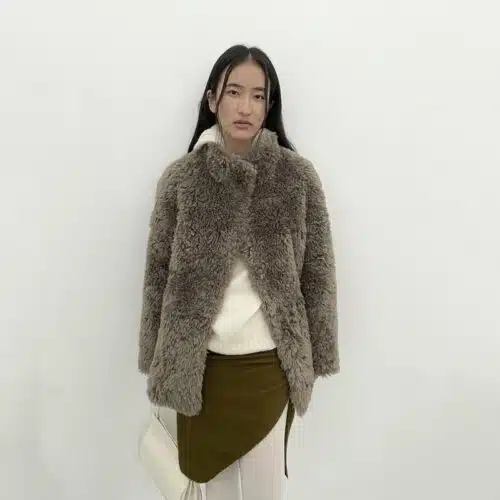 Women’s Winter Stand Collar Fluffy Soft Wool Coat - custom OEM apparel by TRANSION
