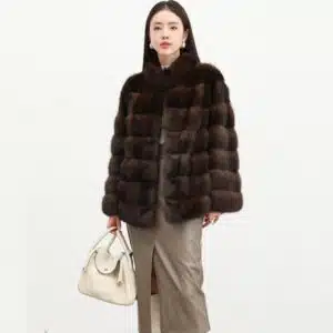 Women’s Mink Fur Short Coat | Thick Stand Collar Fur Outerwear - custom OEM apparel by TRANSION