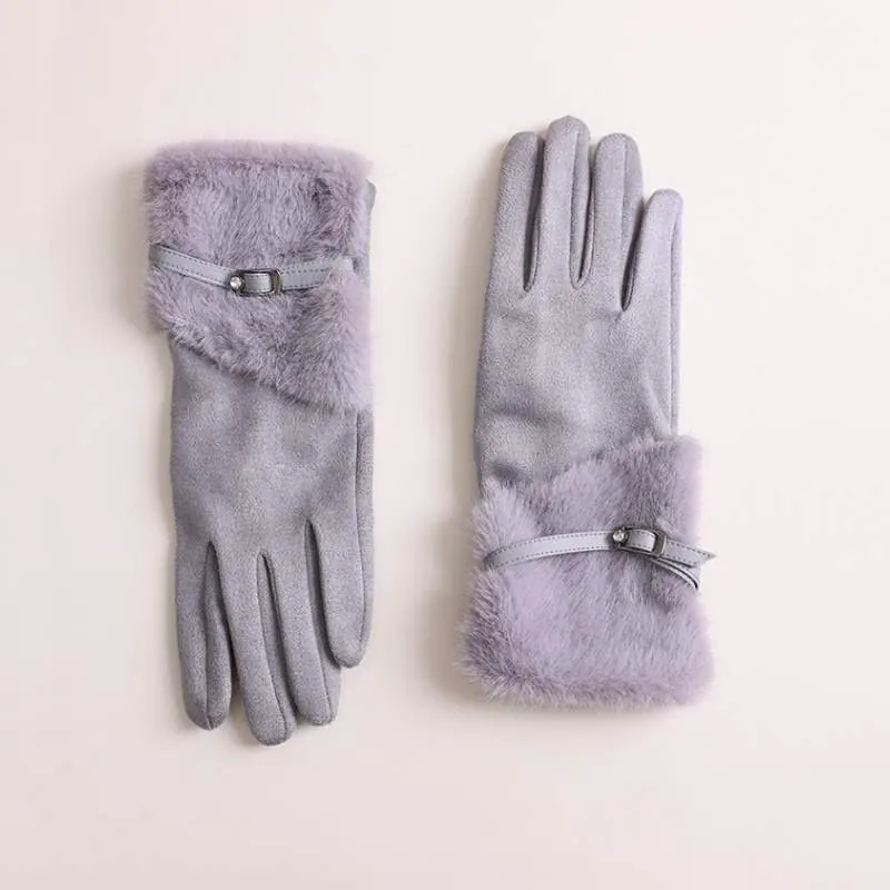 Extra Thick Warm Fleece Lined Faux Fur Gloves – Women’s Winter Eco Fur Gloves - product detail image 1 by TRANSION