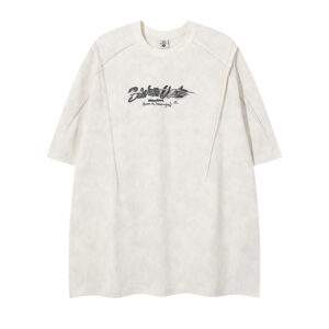 Vintage Washed Crew Neck T-Shirt – Summer Oversized Short Sleeve Tee