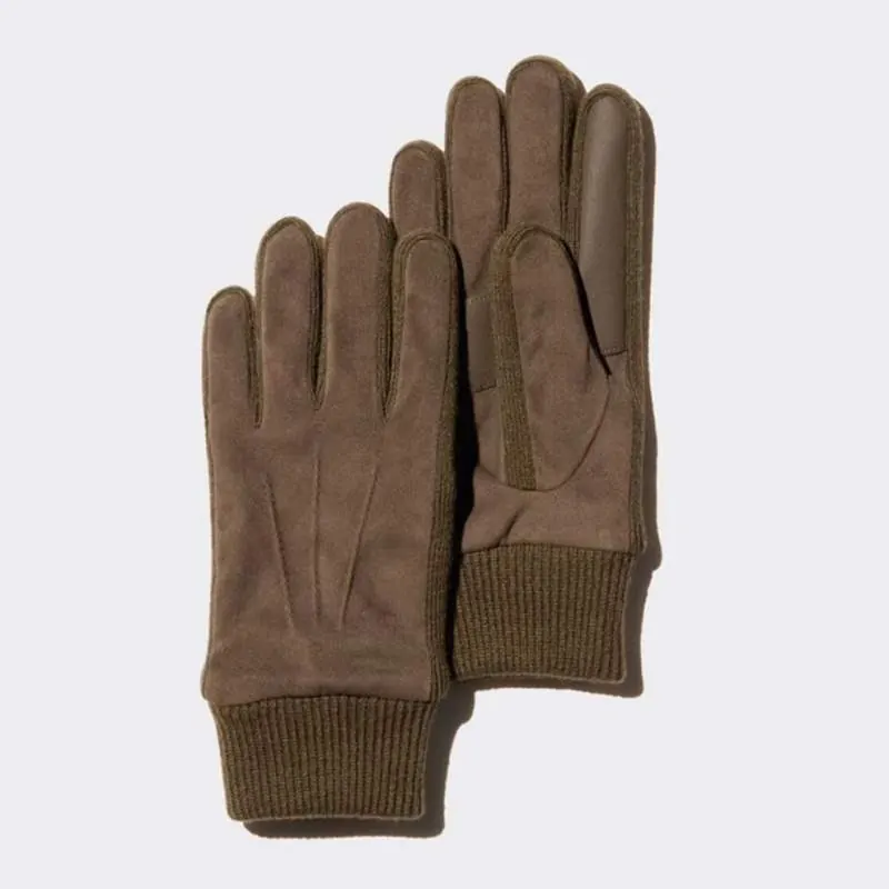 Faux Suede Lined Touchscreen Gloves – Winter Warm Windproof Gloves for Men & Women - custom OEM apparel by TRANSION