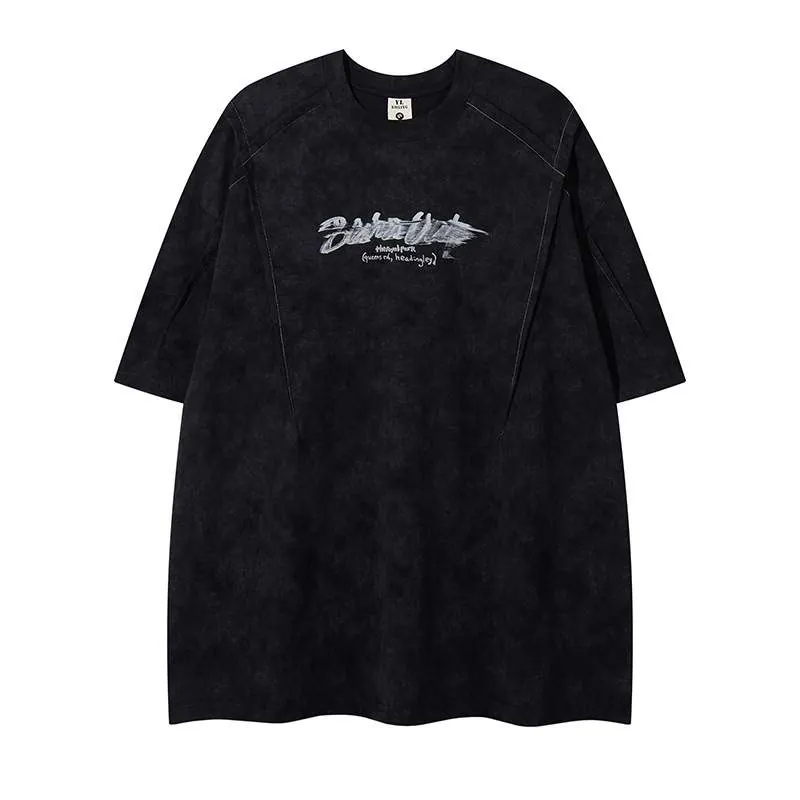 Vintage Washed Crew Neck T-Shirt – Summer Oversized Short Sleeve Tee - product detail image 2 by TRANSION