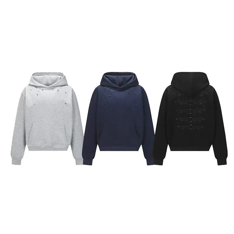 Beaded Embroidered Hooded Sweatshirt for Women – Loose Fit Casual Pullover Hoodie - product detail image 1 by TRANSION