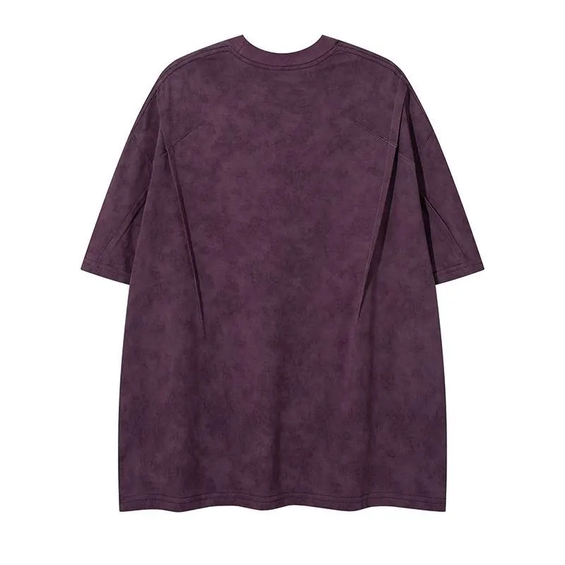 Vintage Washed Crew Neck T-Shirt – Summer Oversized Short Sleeve Tee - product detail image 3 by TRANSION