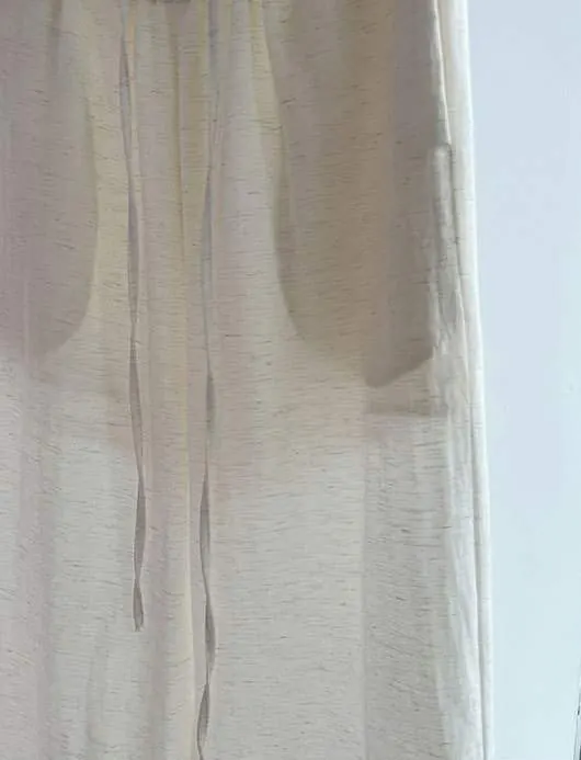 Linen Wide Leg Pants for Women | Elastic Waist Summer Trousers - product detail image 4 by TRANSION
