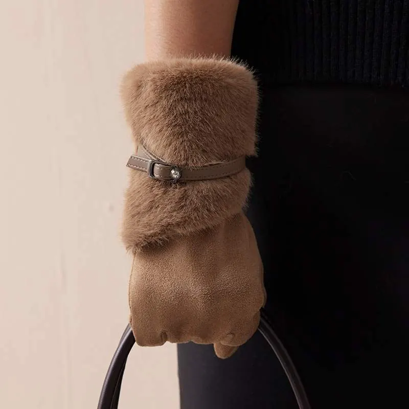Extra Thick Warm Fleece Lined Faux Fur Gloves – Women’s Winter Eco Fur Gloves - product detail image 3 by TRANSION