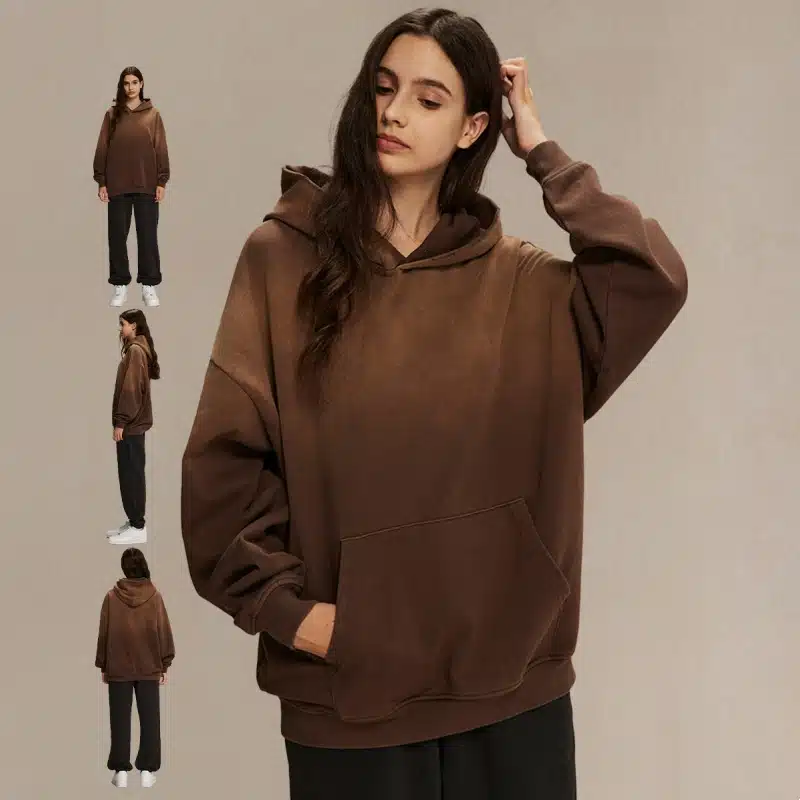 450g Heavyweight Distressed Hoodie – Vintage Washed Ripped Oversized Hoodie - product detail image 4 by TRANSION