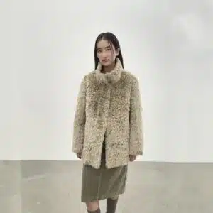 Women’s Winter Stand Collar Fluffy Soft Wool Coat - product detail image 3 by TRANSION