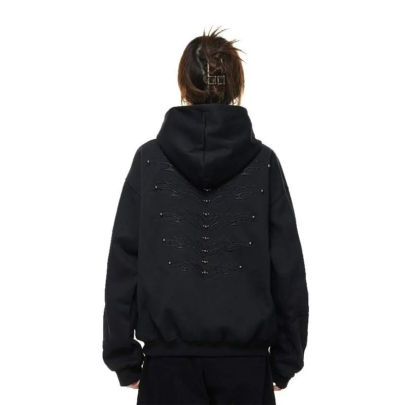 Beaded Embroidered Hooded Sweatshirt for Women – Loose Fit Casual Pullover Hoodie - product detail image 3 by TRANSION