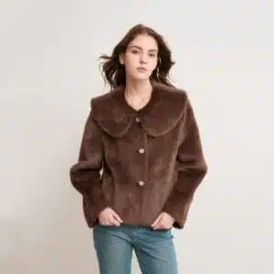 Women’s Solid Color Mink-Feel Eco Faux Fur Bonded Jacket - custom OEM apparel by TRANSION