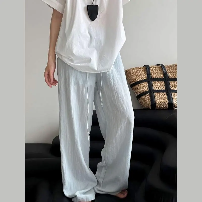 Linen Wide Leg Pants for Women | Elastic Waist Summer Trousers - product detail image 1 by TRANSION