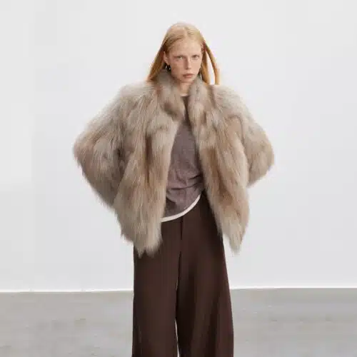 Women’s Fox Fur Stand Collar Short Coat - custom OEM apparel by TRANSION