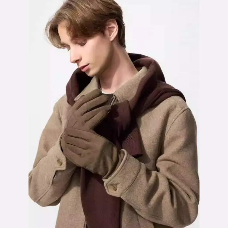 Faux Suede Lined Touchscreen Gloves – Winter Warm Windproof Gloves for Men & Women - product detail image 2 by TRANSION