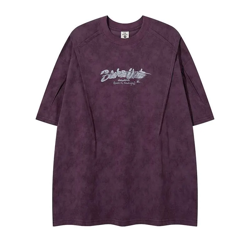 Vintage Washed Crew Neck T-Shirt – Summer Oversized Short Sleeve Tee - product detail image 1 by TRANSION