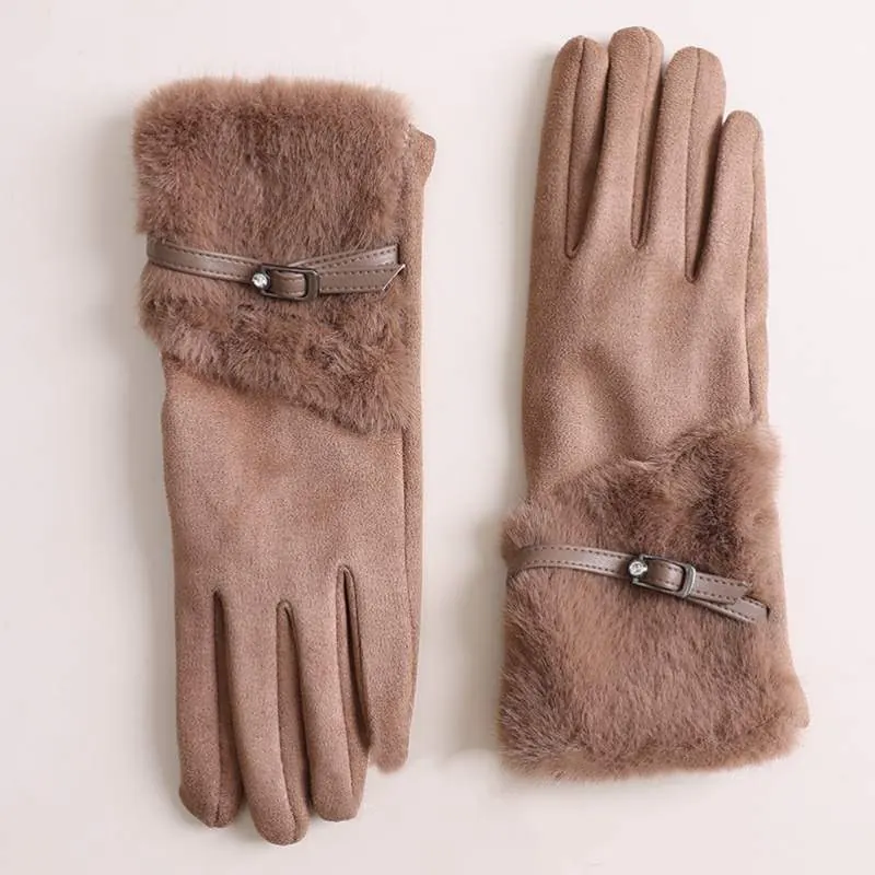 Extra Thick Warm Fleece Lined Faux Fur Gloves – Women’s Winter Eco Fur Gloves - product detail image 2 by TRANSION