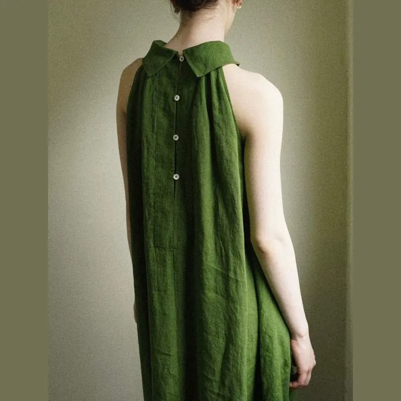 Washed Textured Linen Halter Dress for Women – Sleeveless Summer Maxi Dress - product detail image 4 by TRANSION