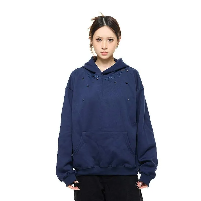 Beaded Embroidered Hooded Sweatshirt for Women – Loose Fit Casual Pullover Hoodie - product detail image 2 by TRANSION