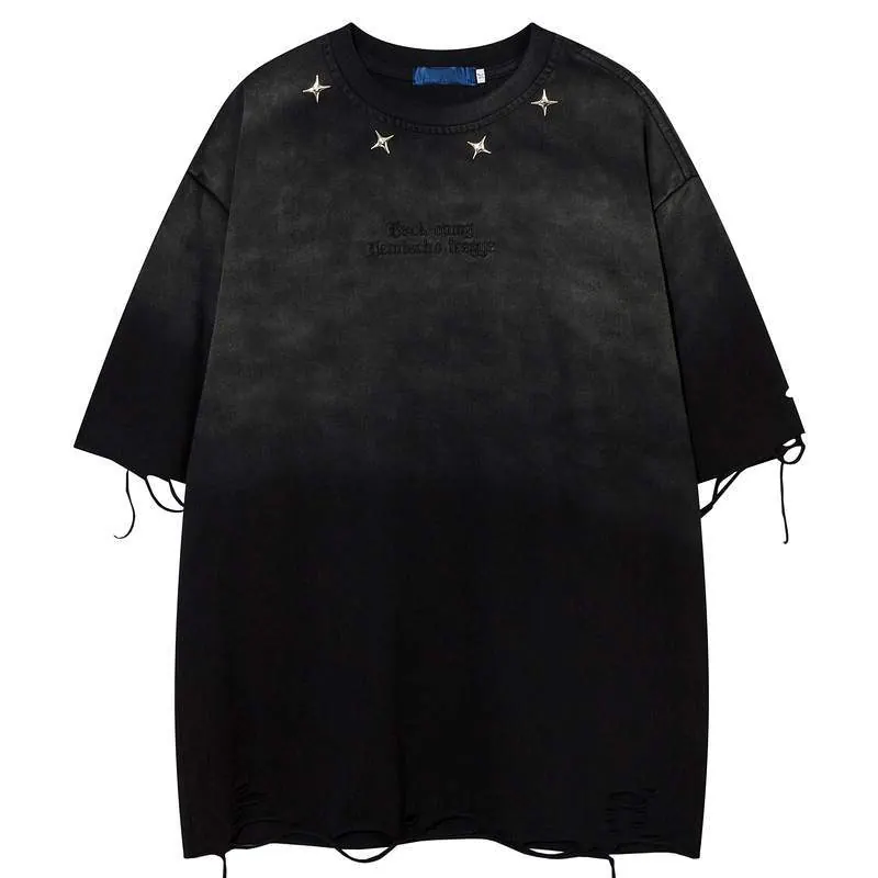Washed Vintage Oversized T-Shirt – Casual Loose Fit Short Sleeve Tee - product detail image 2 by TRANSION