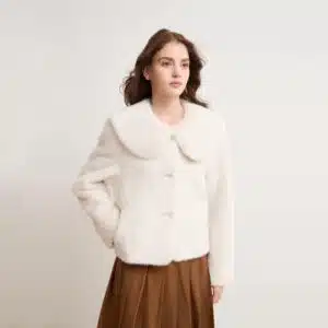 Women’s Solid Color Mink-Feel Eco Faux Fur Bonded Jacket - product detail image 2 by TRANSION