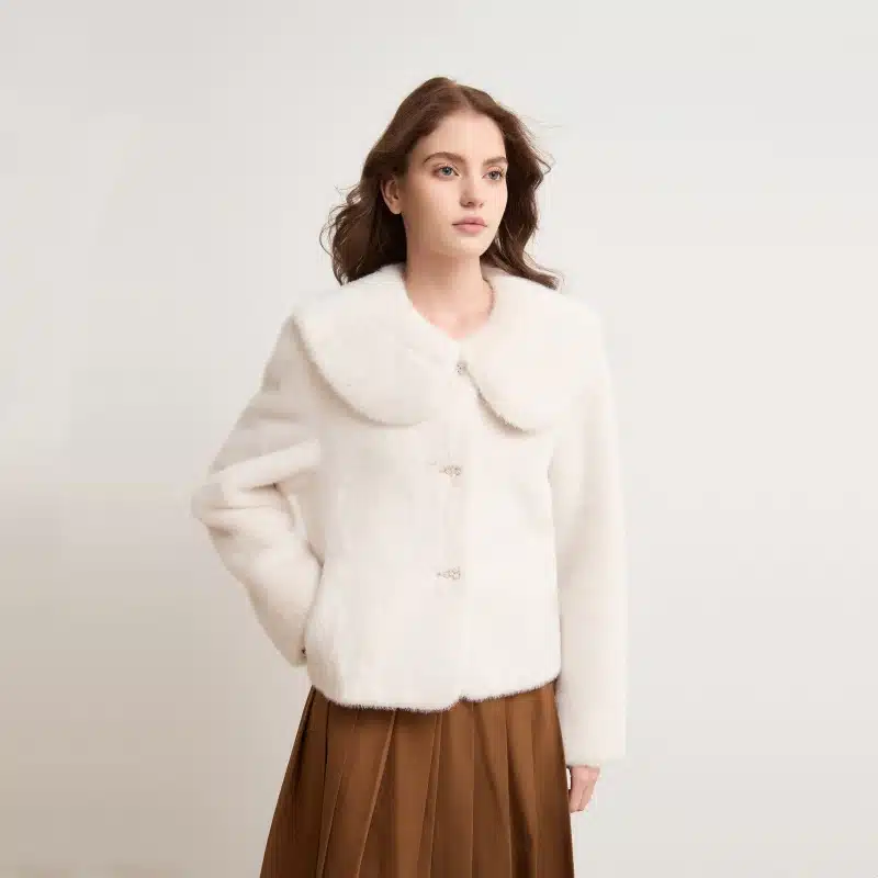 Women’s Solid Color Mink-Feel Eco Faux Fur Bonded Jacket - product detail image 2 by TRANSION