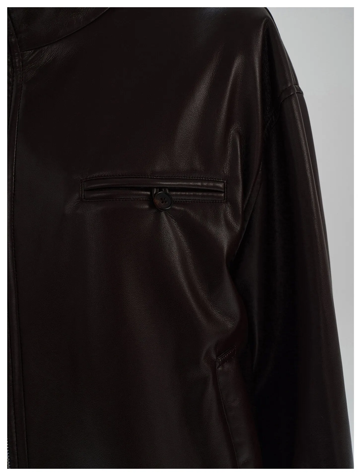 Women’s Stand Collar Leather Jacket – Oversized Zip Up Faux Leather Coat Casual Biker Jacket - Image 4