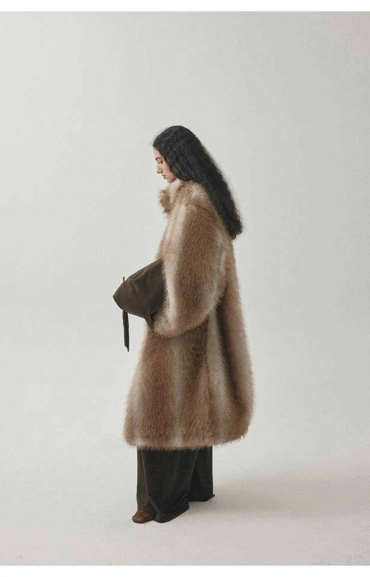 Women’s Stand Collar Faux Fur Jacket – Long Structured Winter Coat with Toggle Button Closure - Image 5