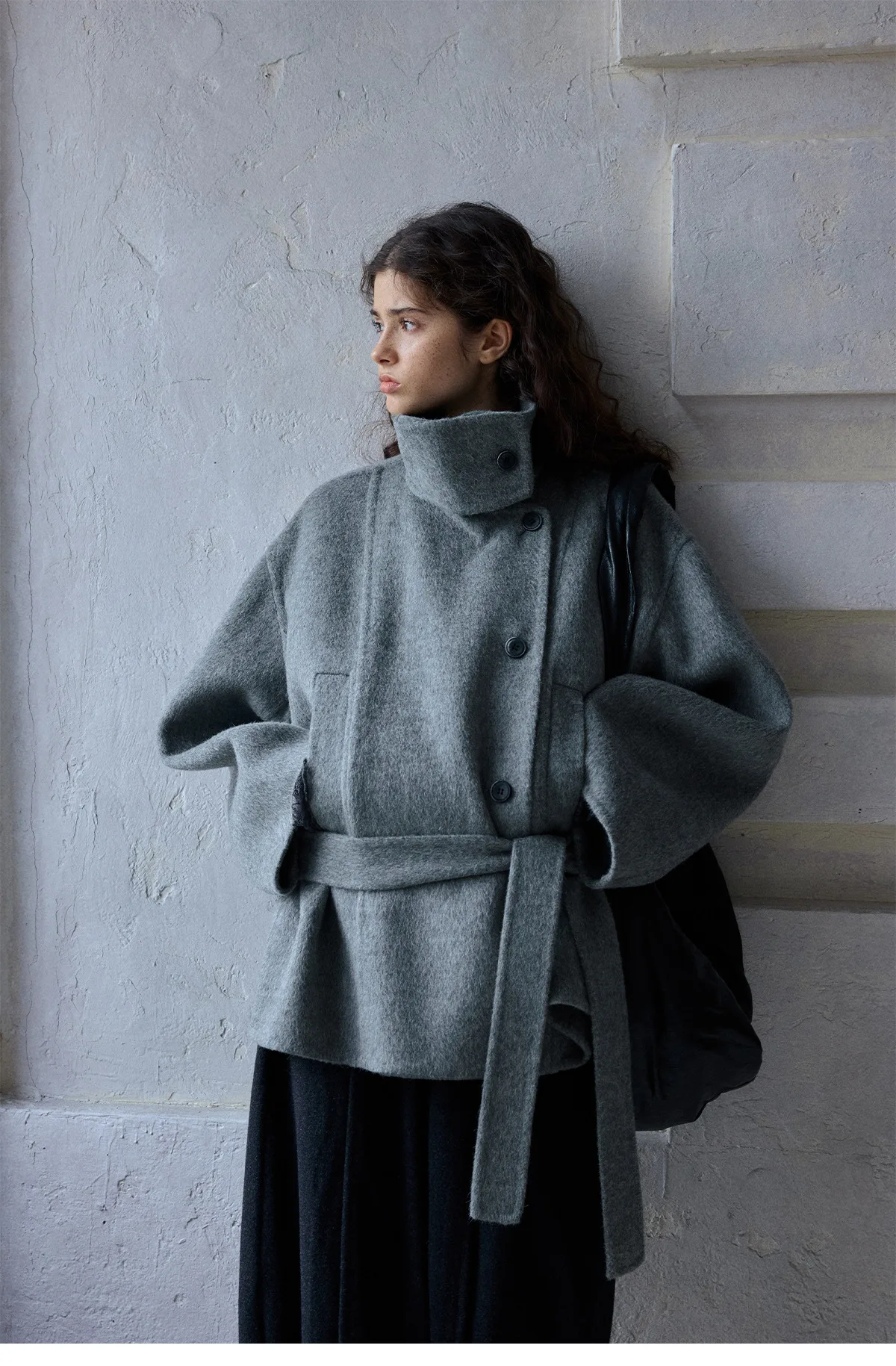 Women’s Alpaca Wool Stand Collar Short Double-Faced Wool Coat - Image 2