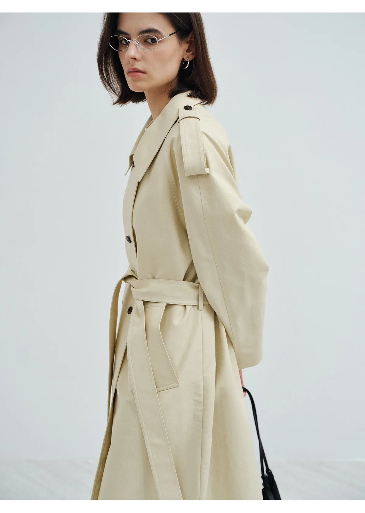 Women’s Pure Cotton Double Breasted Trench Coat Loose Fit Duffle Style Outerwear - Image 4