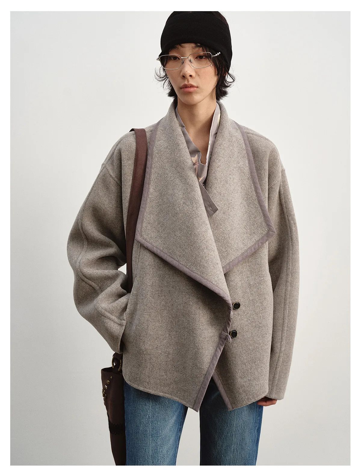 Women's Double Face Wool Coat, Single Breasted Lapel Collar Long Sleeve Warm Outerwear, Soft Comfortable Winter Jacket - Image 7