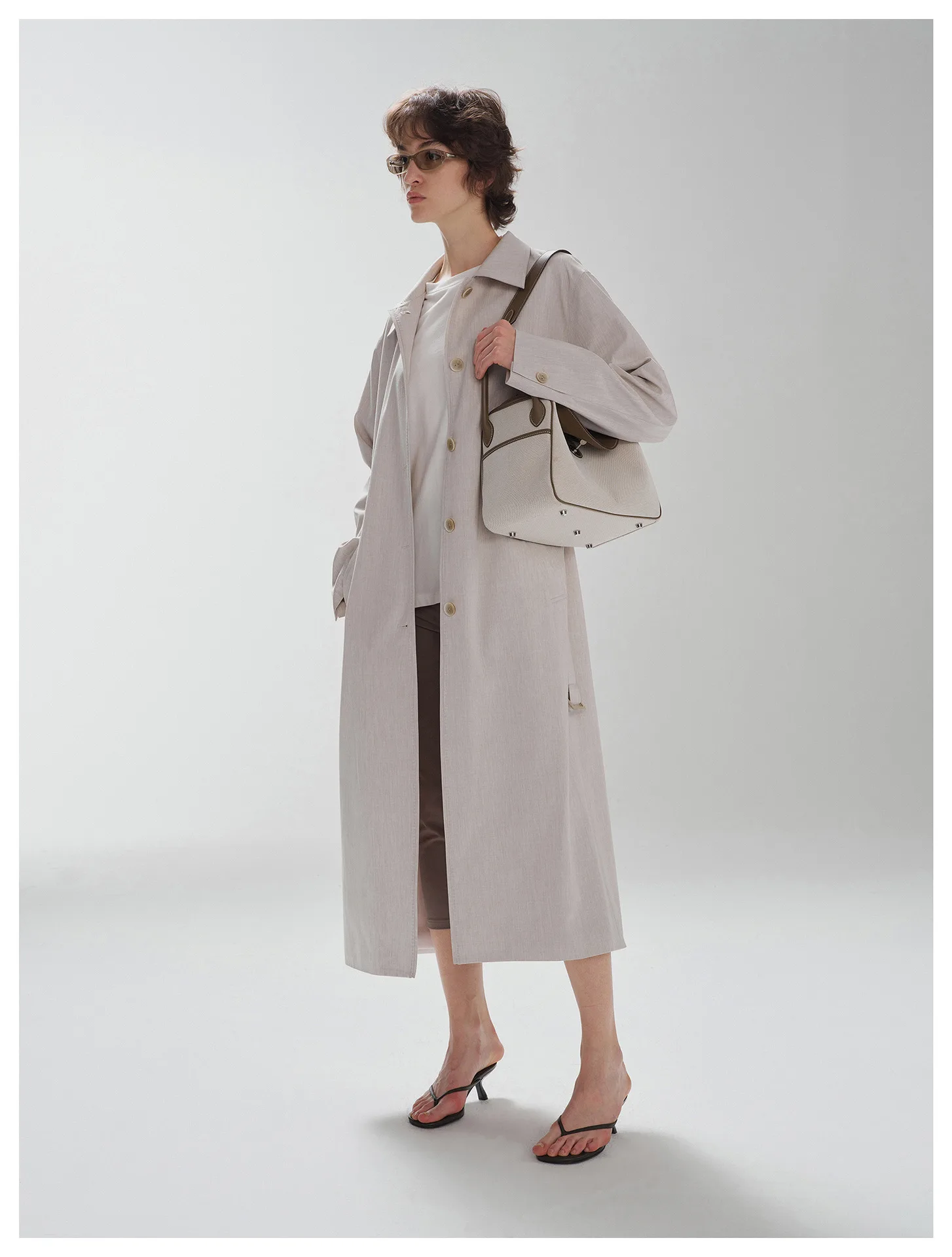 Women’s Belted Trench Coat, Loose Fit Lapel Collar Long Jacket for Fall & Winter - Image 6