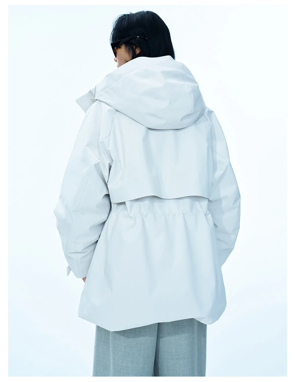 Women's 90% White Duck Down Jacket Windproof Drawstring Waist Puffer Coat - Image 5