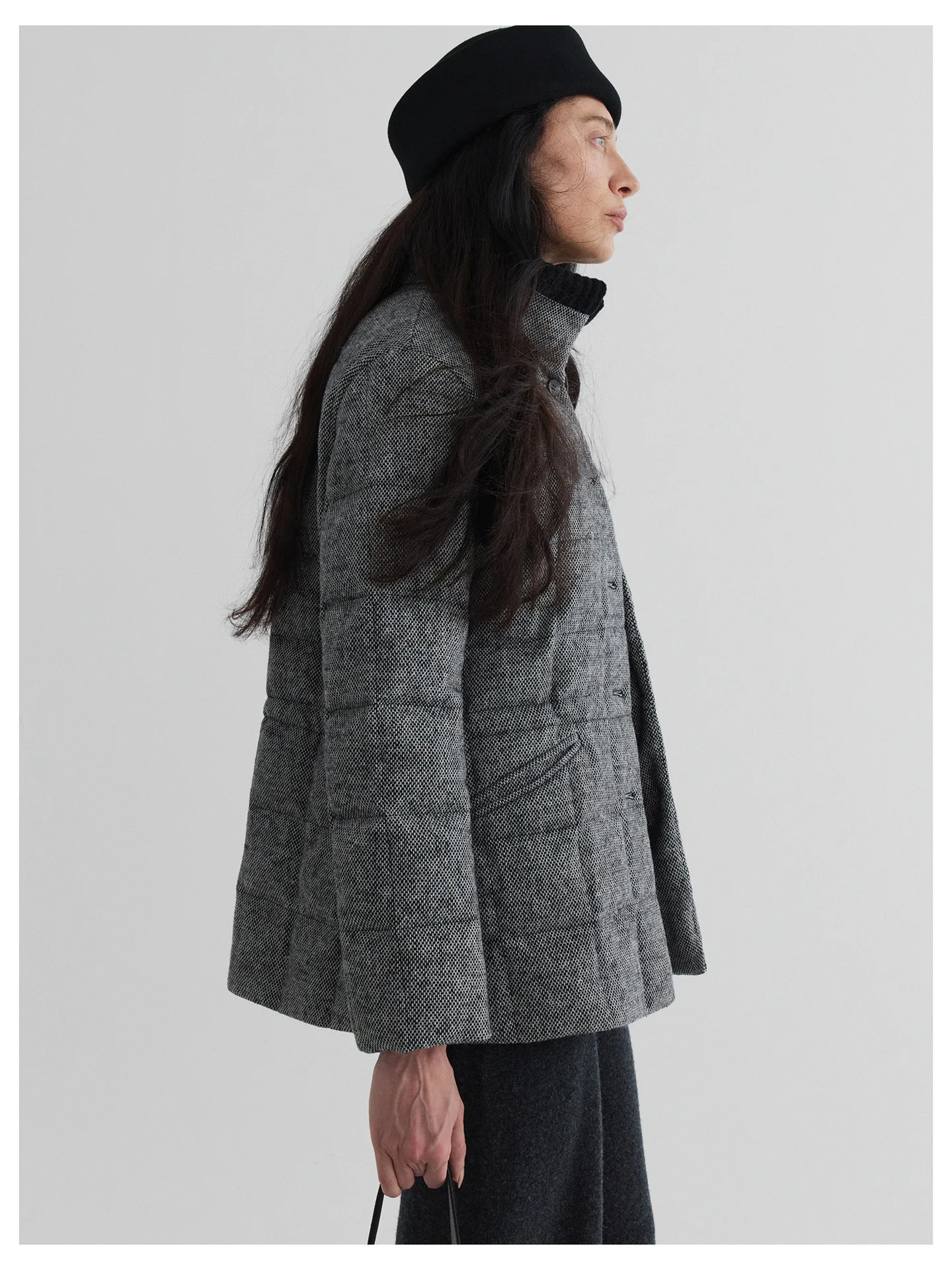 Women’s Color Block Wool Knit Collar 95% White Duck Down Puffer Jacket – Warm Winter Outerwear - Image 6