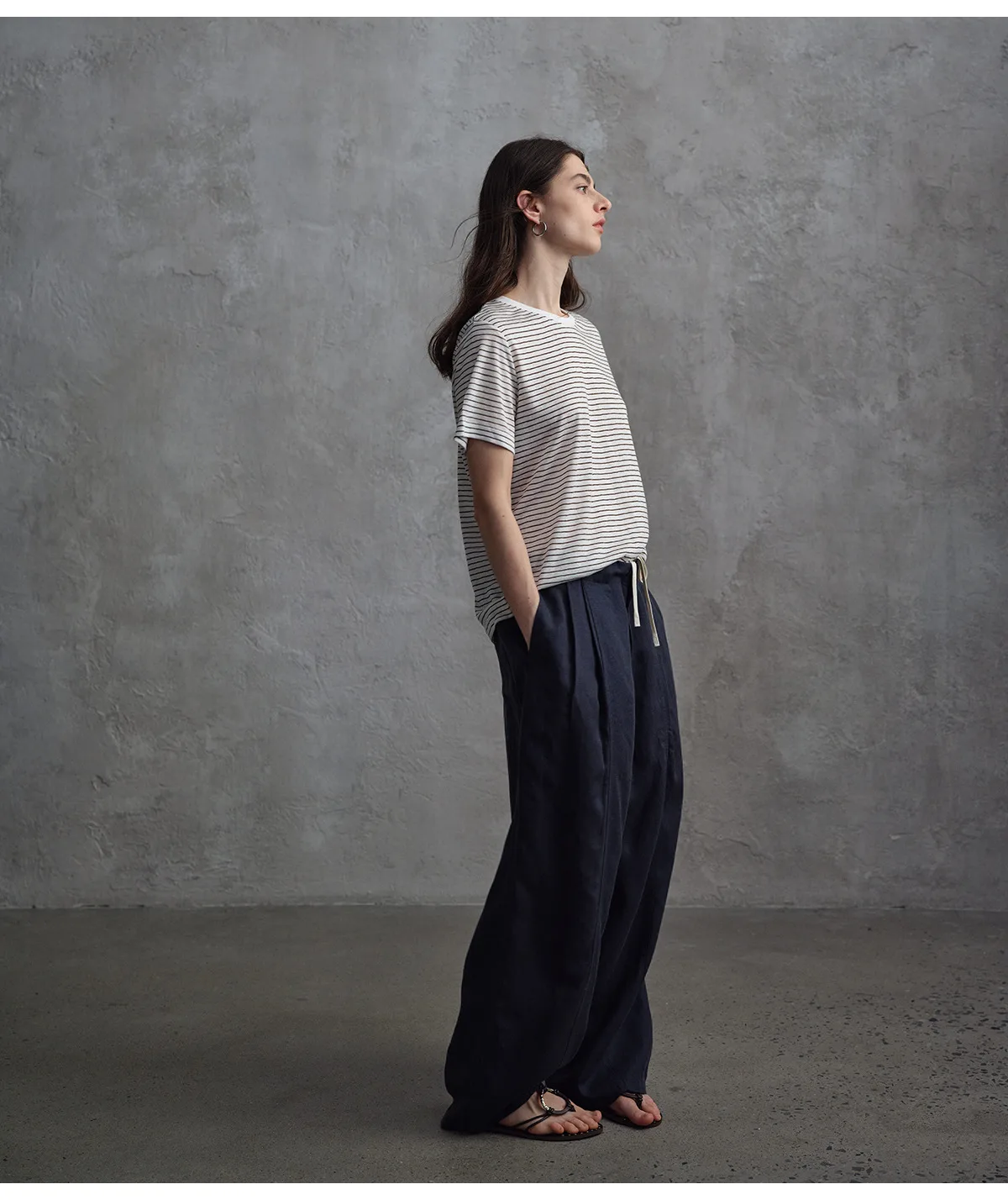 Women's Linen Lyocell Casual Pants Soft Textured Drawstring Waist Summer Trousers - Image 5