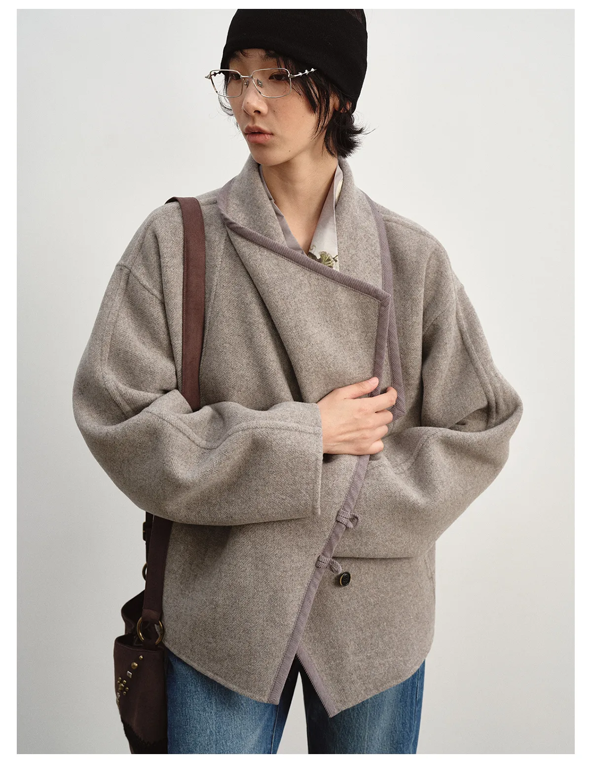 Women's Double Face Wool Coat, Single Breasted Lapel Collar Long Sleeve Warm Outerwear, Soft Comfortable Winter Jacket - Image 5
