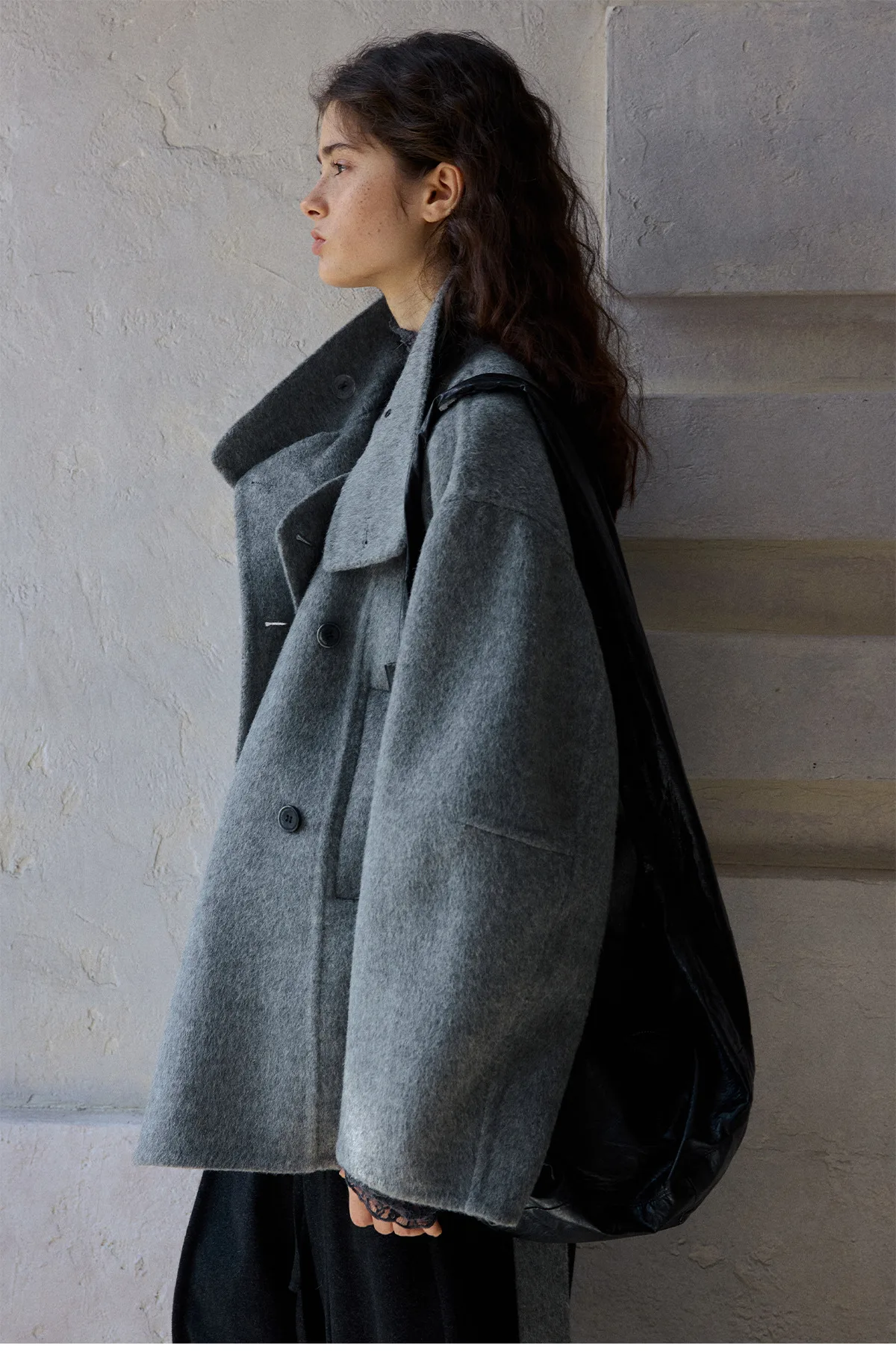 Women’s Alpaca Wool Stand Collar Short Double-Faced Wool Coat - Image 4
