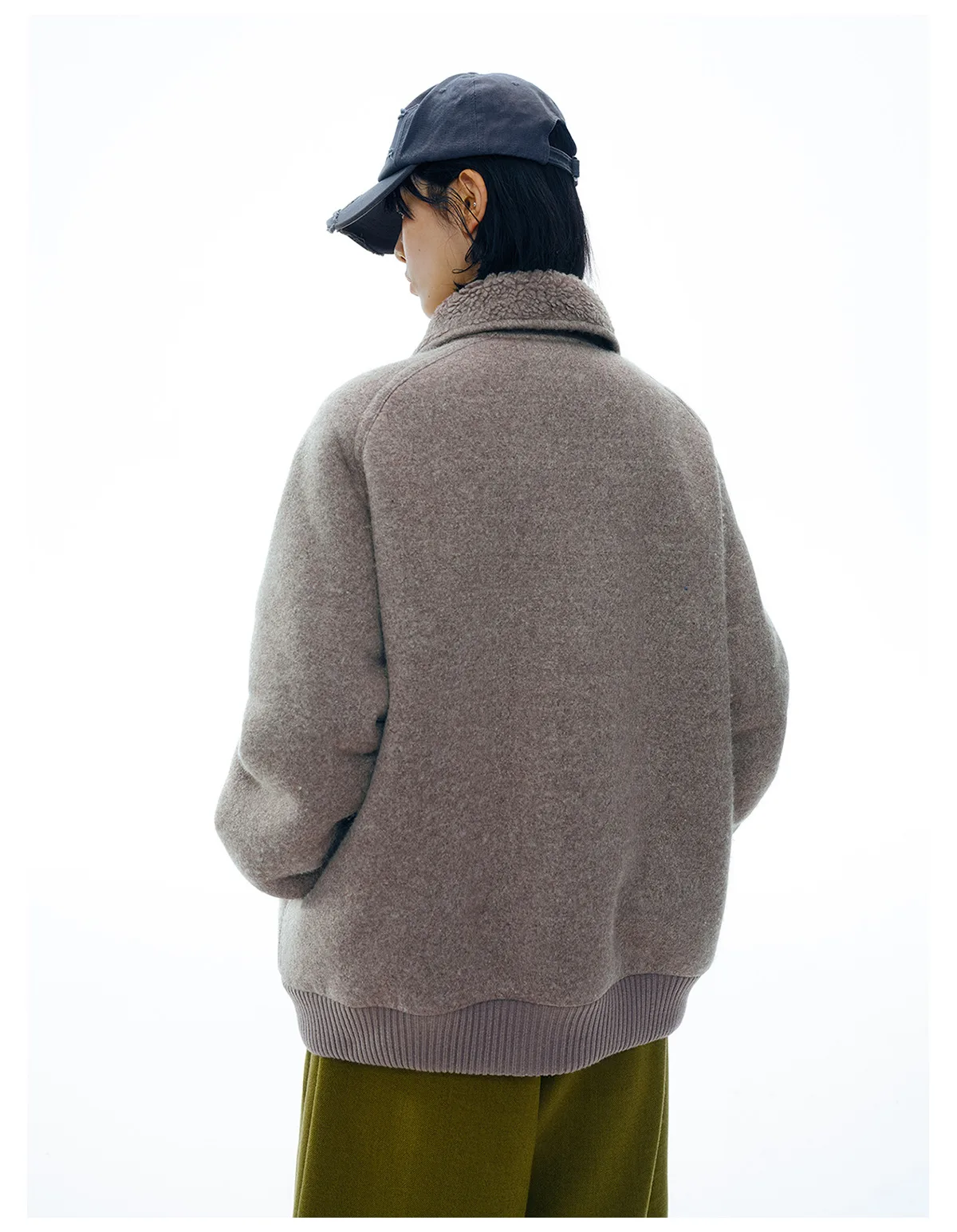 Women's Wool Blend Fleece Jacket, Warm Long Sleeve Zip Up Coat with Large Pockets, Cozy Casual Outerwear - Image 5