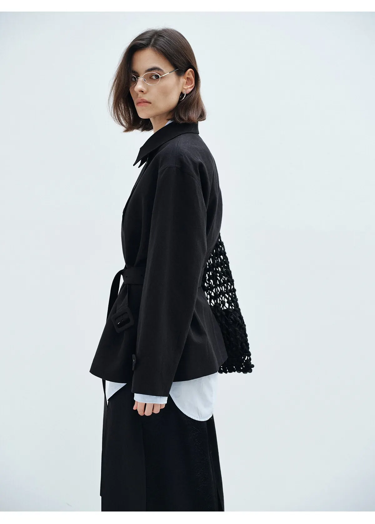 Women’s Cotton Linen Trench Coat – Double Breasted Asymmetric Long Jacket Casual Outerwear - Image 3
