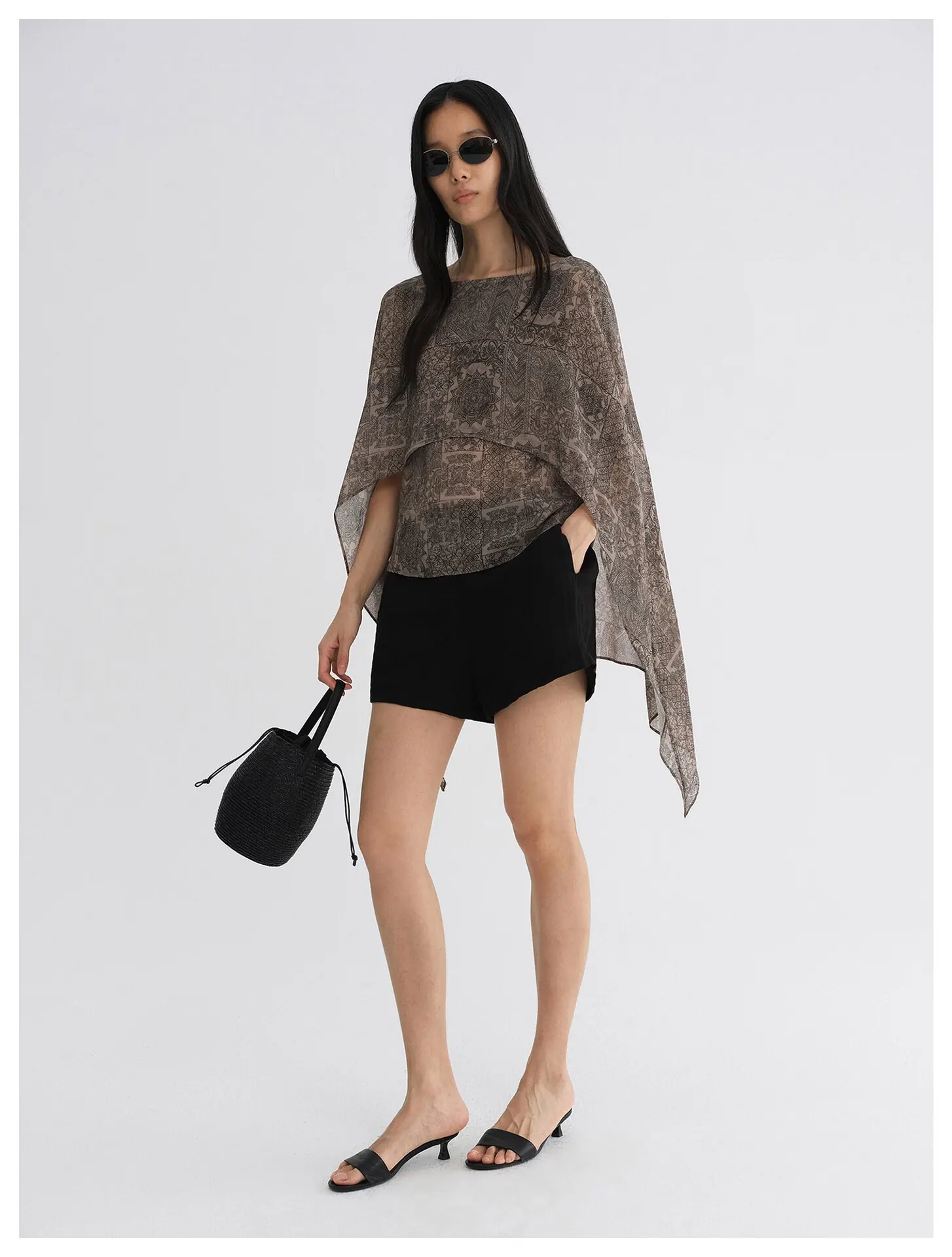 Women's Cupro Draped Crew Neck Top – Lightweight Long Sleeve Shirt - Image 4