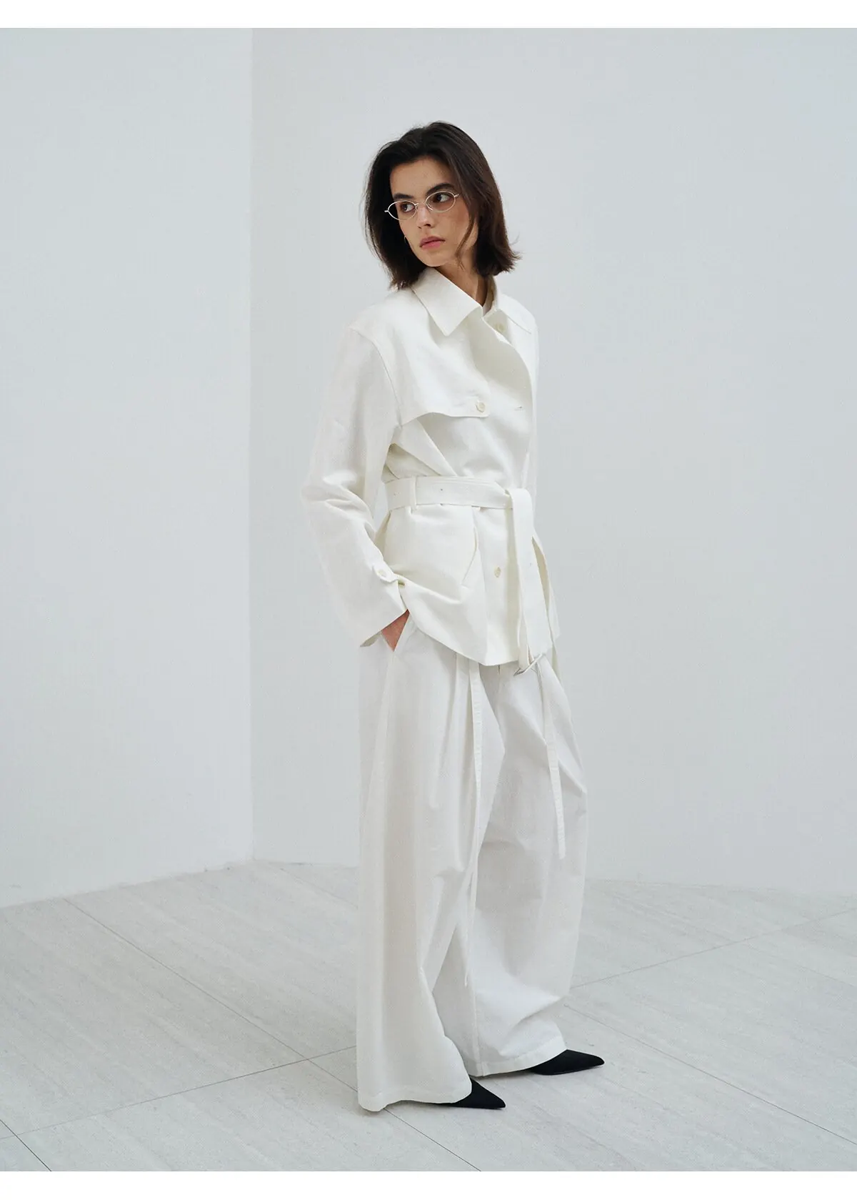 Women’s Cotton Linen Trench Coat – Double Breasted Asymmetric Long Jacket Casual Outerwear - Image 6