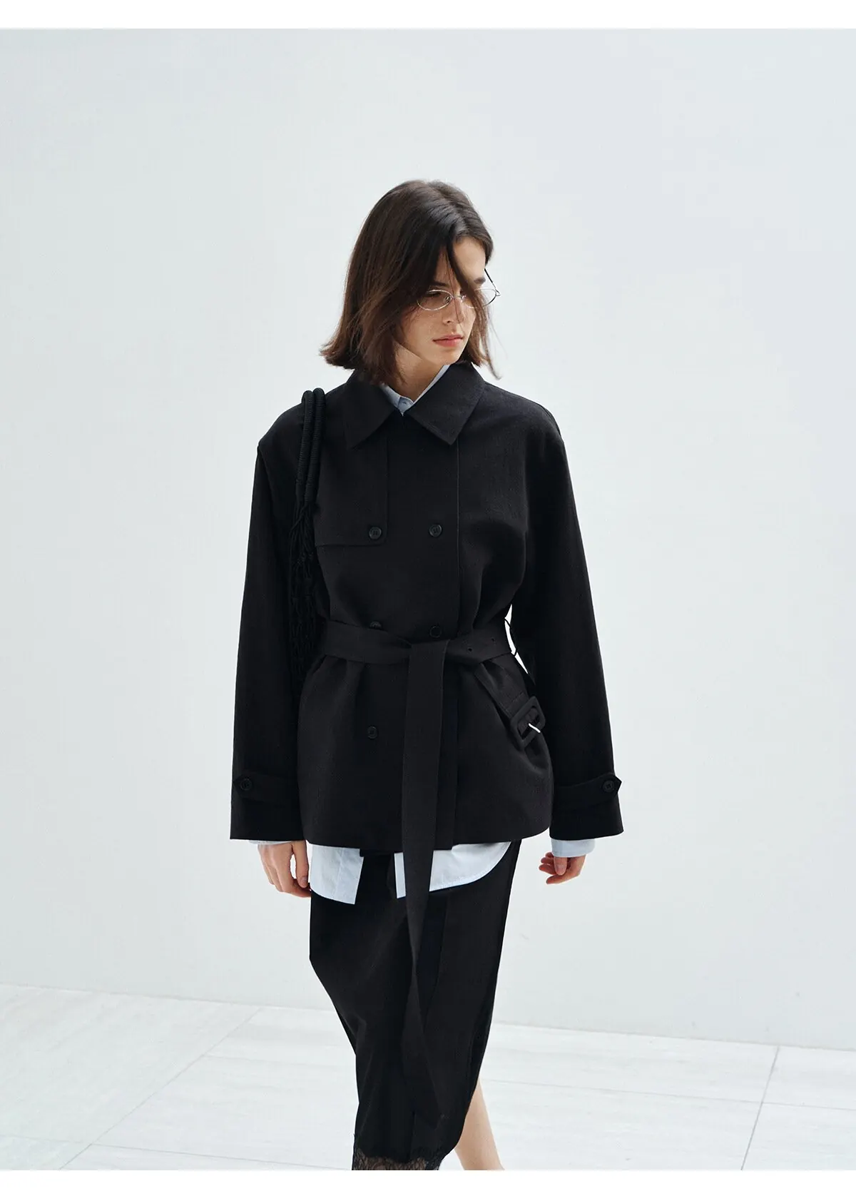 Women’s Cotton Linen Trench Coat – Double Breasted Asymmetric Long Jacket Casual Outerwear - Image 2