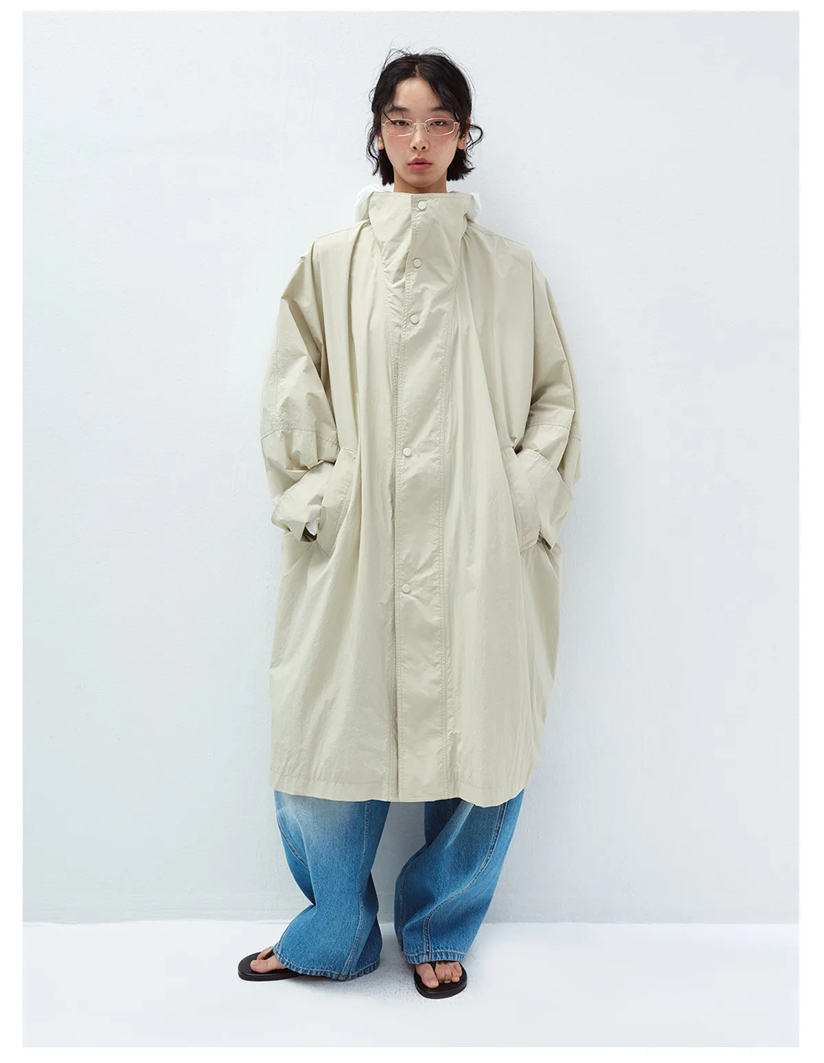 Women's Single Breasted Trench Coat, Long Sleeve Classic Outerwear Jacket, Casual Lightweight Windbreaker