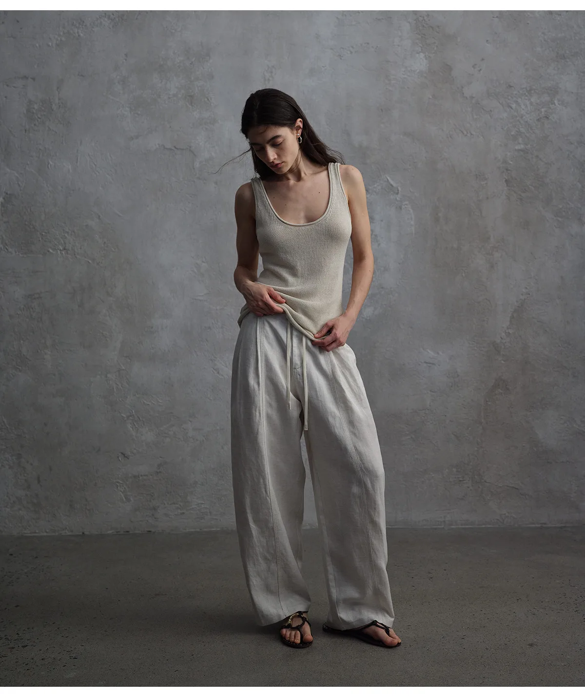 Women's Linen Lyocell Casual Pants Soft Textured Drawstring Waist Summer Trousers - Image 6