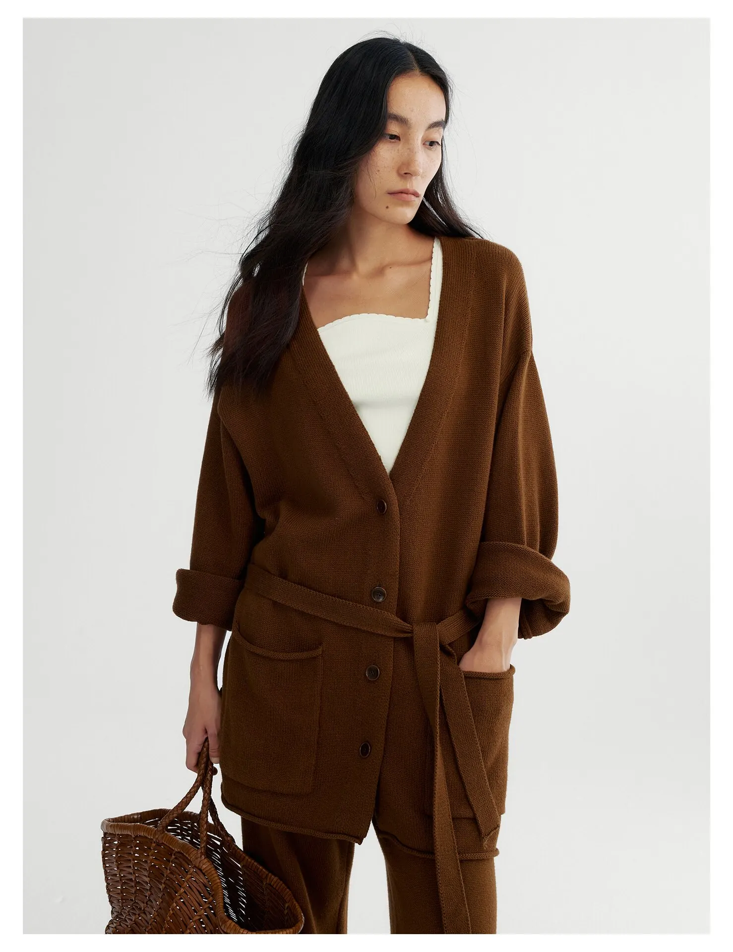 Women's V-Neck Tie-Front Knit Cardigan – Fall Lightweight Sweater - Image 2