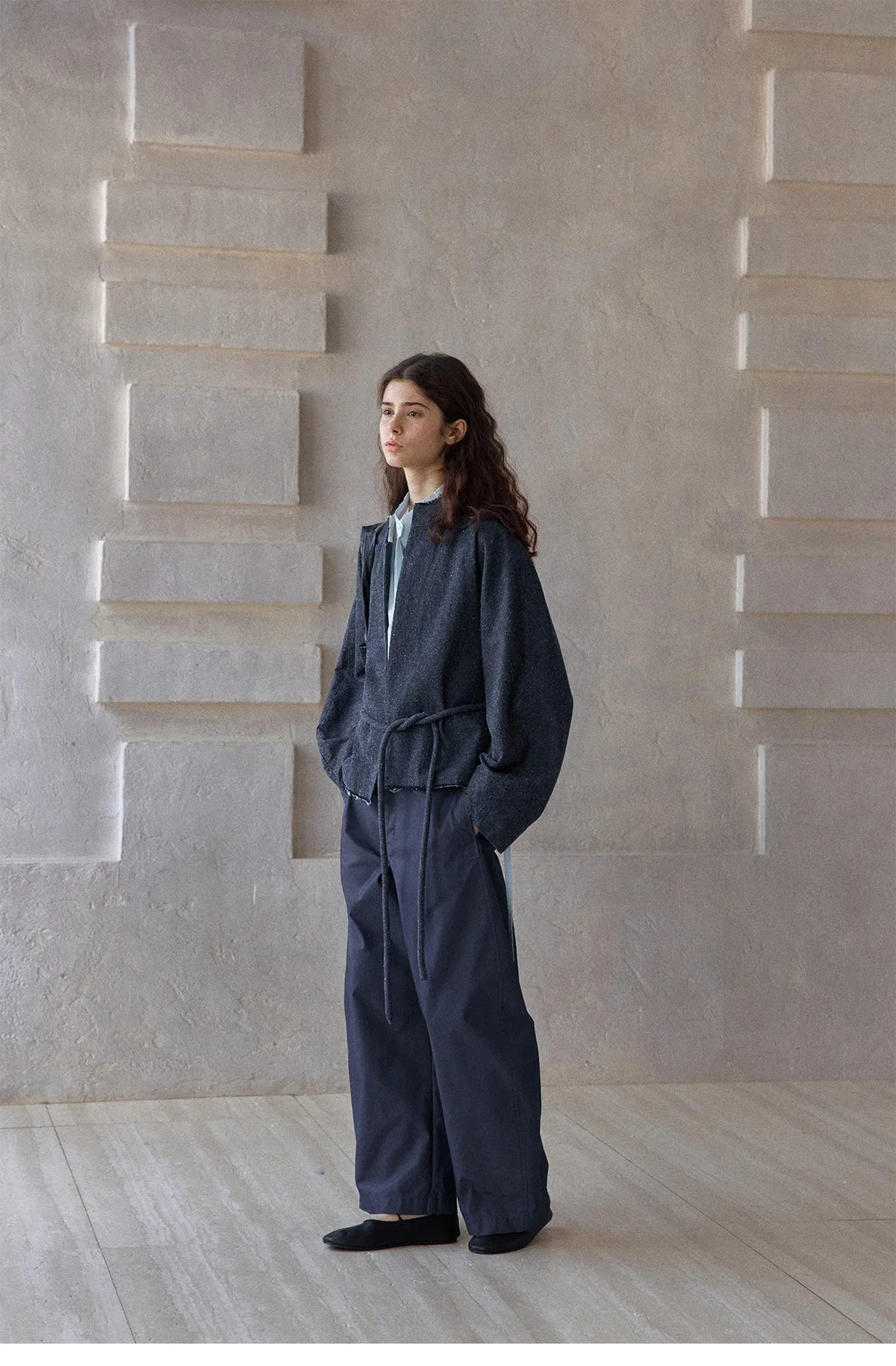 Women’s Cotton Linen Denim Jacket Cropped Long Sleeve Minimalist Casual Outerwear - Image 6