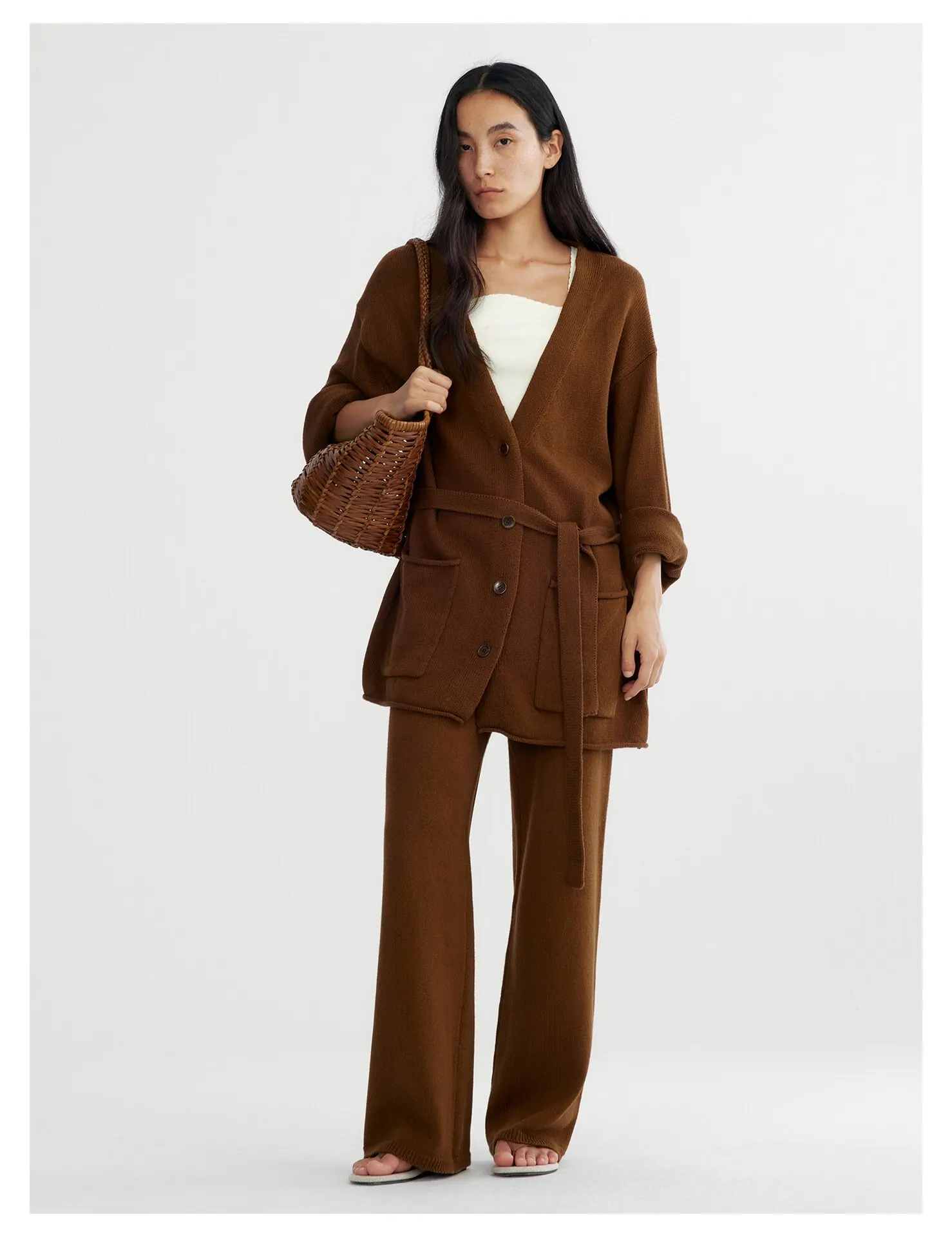 Women's V-Neck Tie-Front Knit Cardigan – Fall Lightweight Sweater - Image 3
