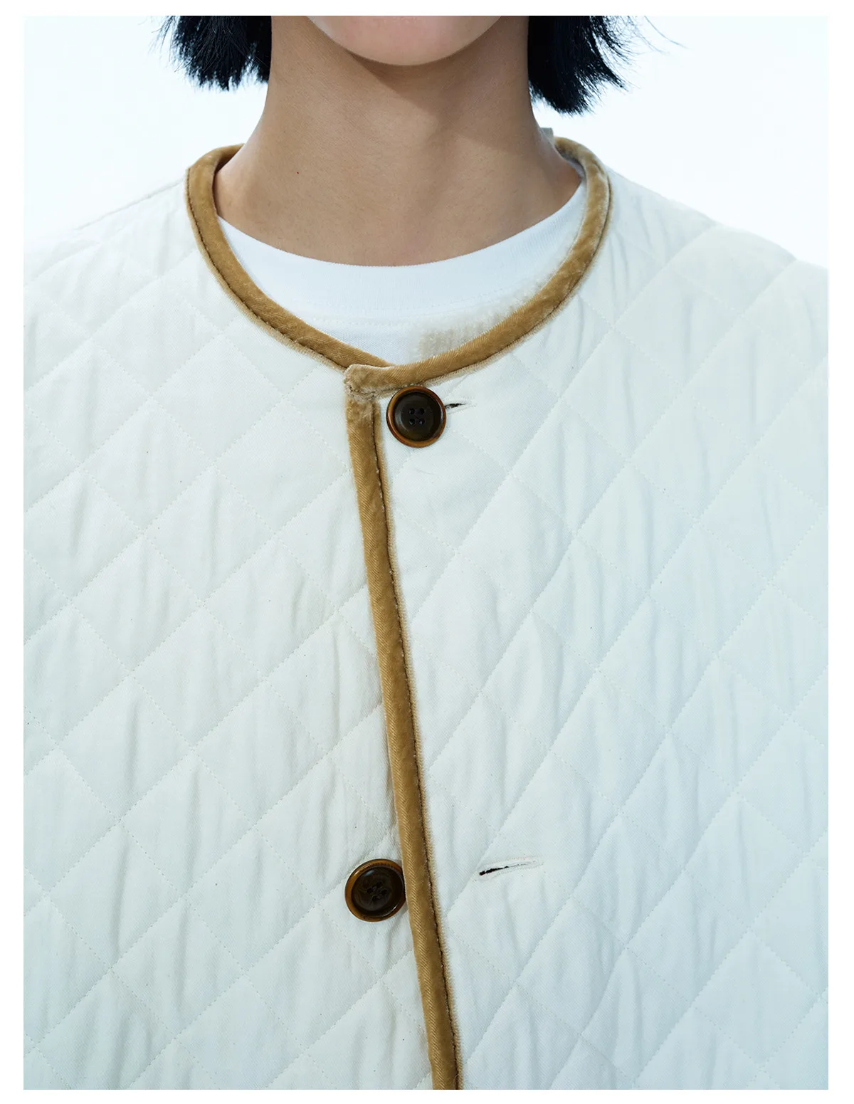 Women's Winter Quilted Cotton Jacket, Color Block Wool Blend Coat, Loose Fit Single Breasted Outerwear - Image 3