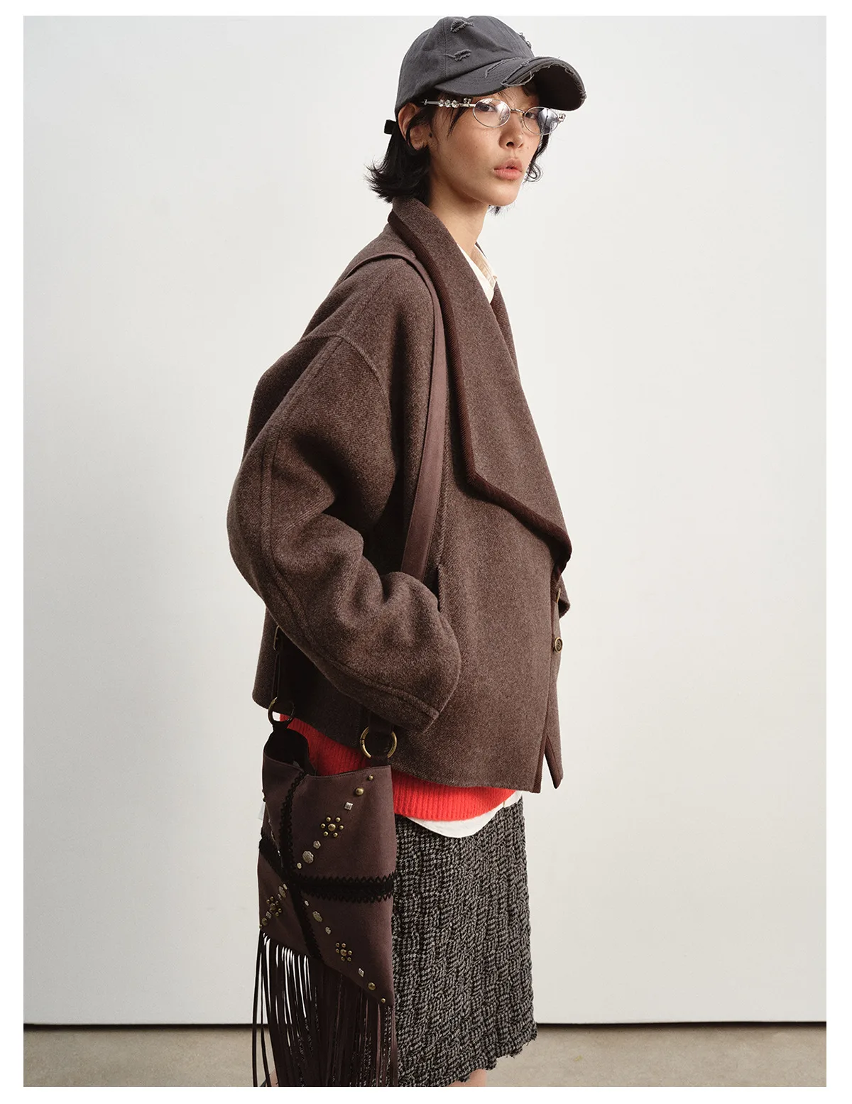 Women's Double Face Wool Coat, Single Breasted Lapel Collar Long Sleeve Warm Outerwear, Soft Comfortable Winter Jacket - Image 3