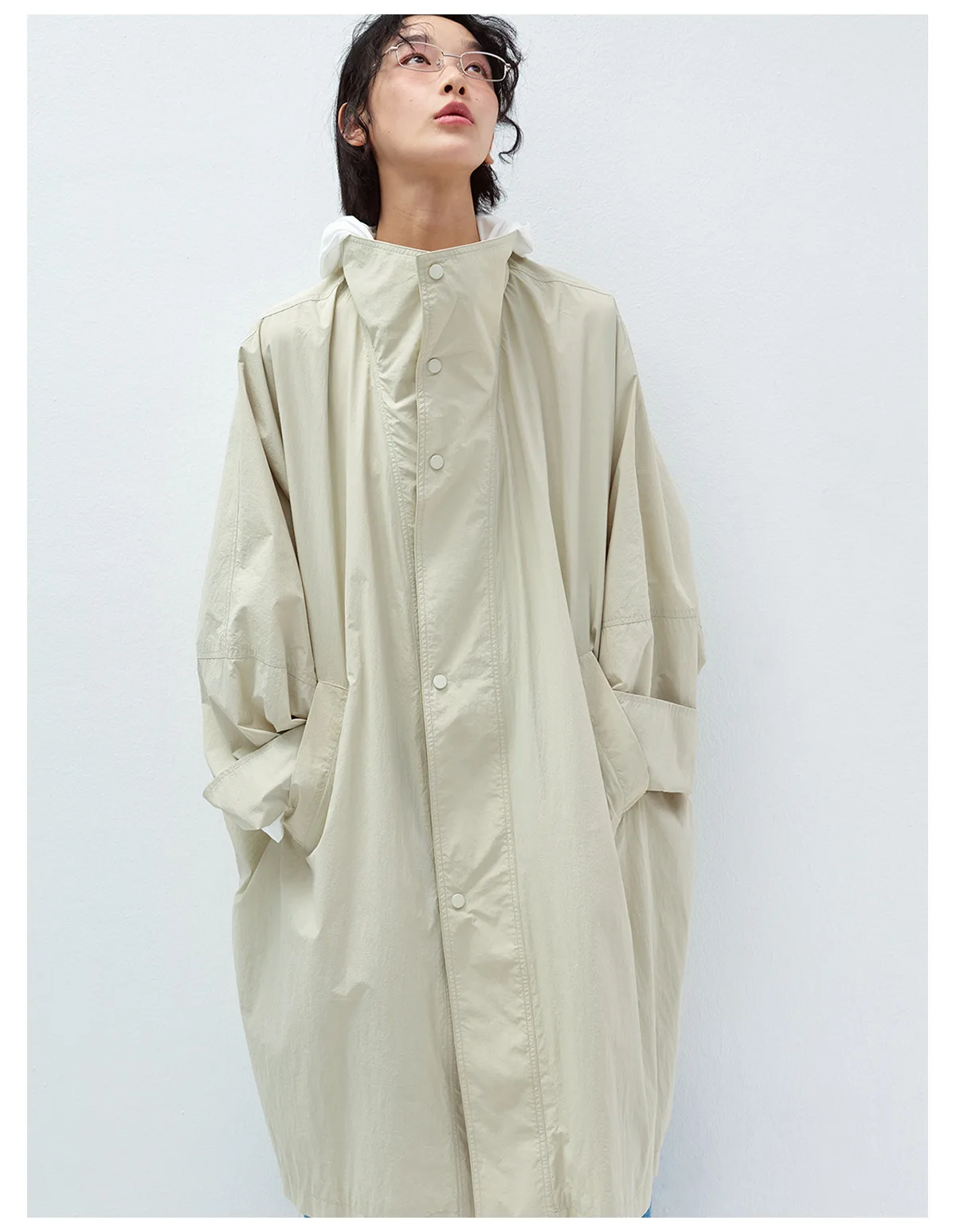 Women's Single Breasted Trench Coat, Long Sleeve Classic Outerwear Jacket, Casual Lightweight Windbreaker - Image 2